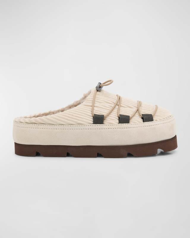 Suede Lace-Up Cozy Mule Slippers